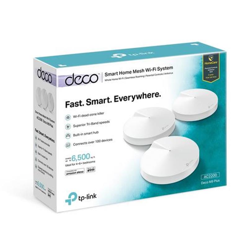 TP-LINK Deco M9 Plus(3-pack) Tri-band (2.4 GHz / 5 GHz / 5 GHz) Wi-Fi 5 (802.11ac) Wit 2 Intern