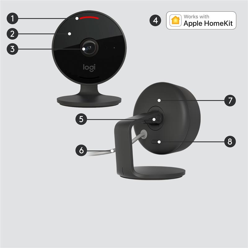 Logitech Circle View Rond IP-beveiligingscamera Binnen & buiten 1920 x 1080 Pixels Bureau/muur