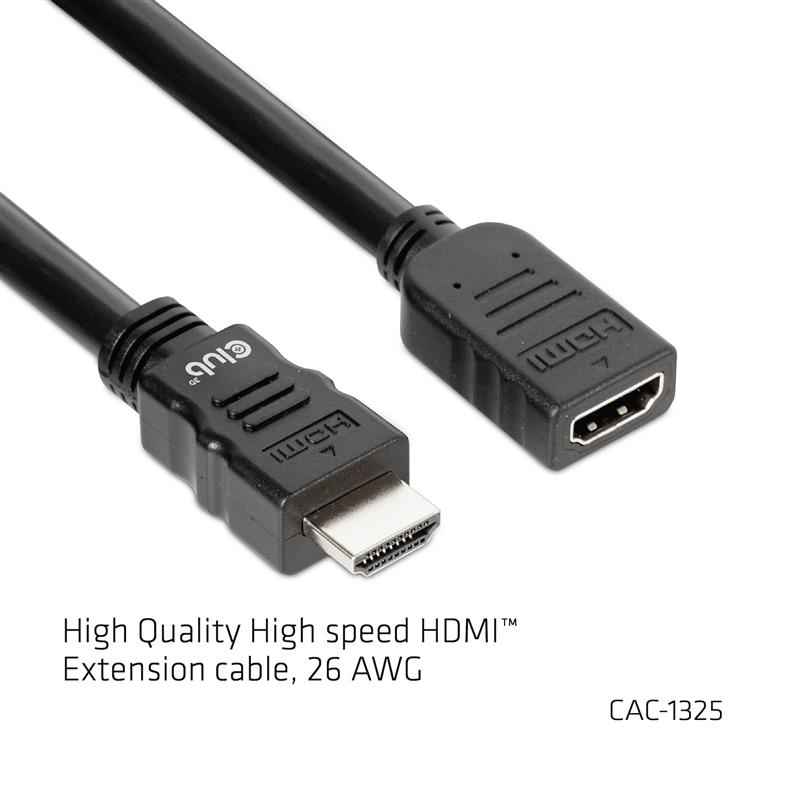 CLUB3D High Speed HDMI™ Extension Cable 4K60Hz M/F 5m/16.4ft 26 AWG