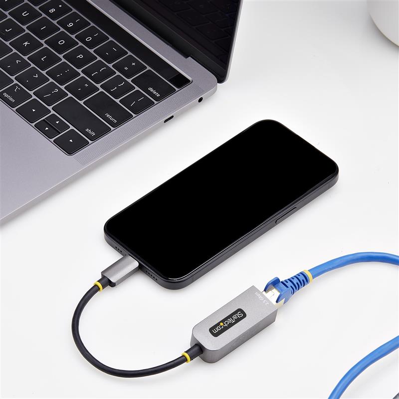 StarTech.com 2.5GbE USB-C naar Ethernet Adapter, NBASE-T NIC, USB 3.0 Type-C 2.5/1G Multi Speed Netwerk, Thunderbolt Compatibel, Windows & Mac