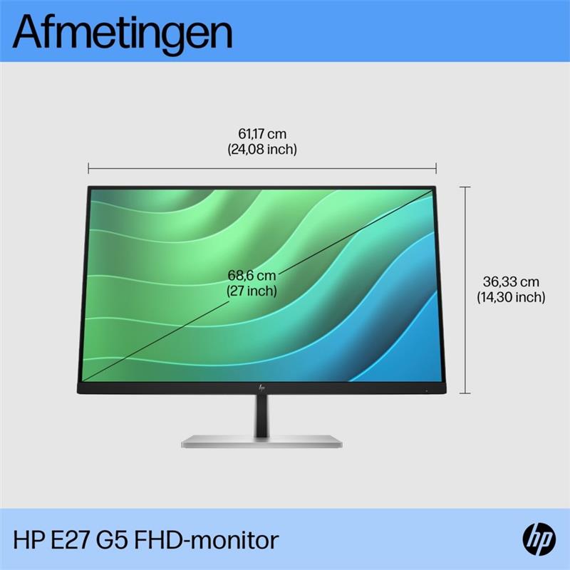 HP E27 G5 computer monitor 68,6 cm (27"") 1920 x 1080 Pixels Full HD Zwart