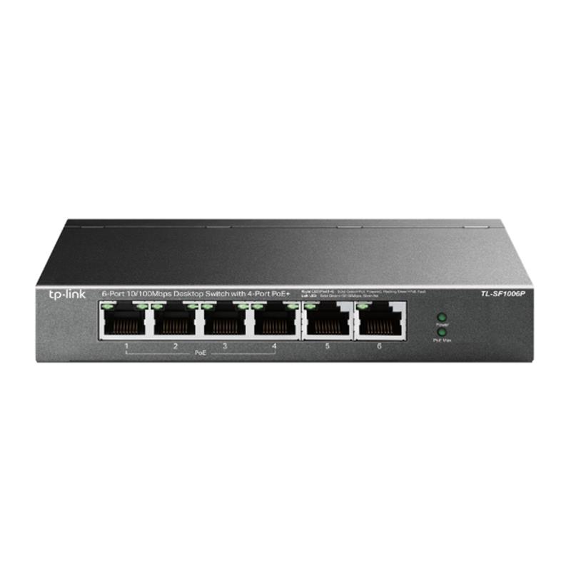 TP-LINK TL-SF1006P netwerk-switch Fast Ethernet (10/100) Power over Ethernet (PoE) Zwart