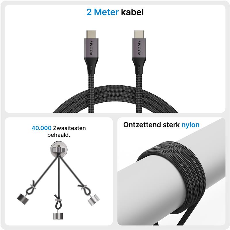 Voomy Connect C20 - 100W USB C kabel - 20 Gbps - 4K Ultra HD - 2 Meter