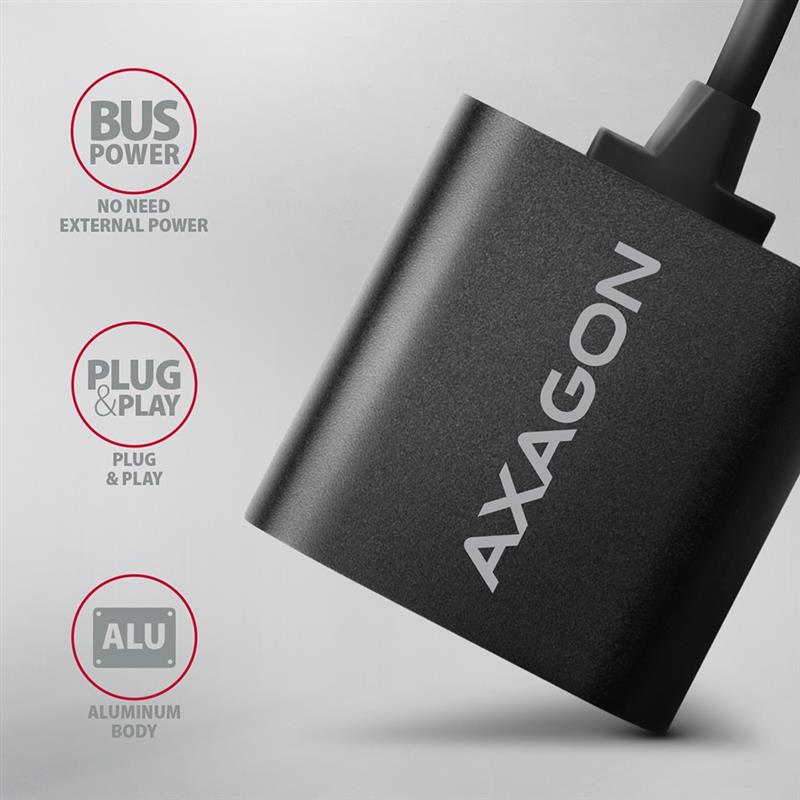 Axagon ADA-12 USB 2.0 Stereo Audio Mini-Adapter 15 cm Kabellänge - Kabel - Audio/Multimedia 2.0 kanalen