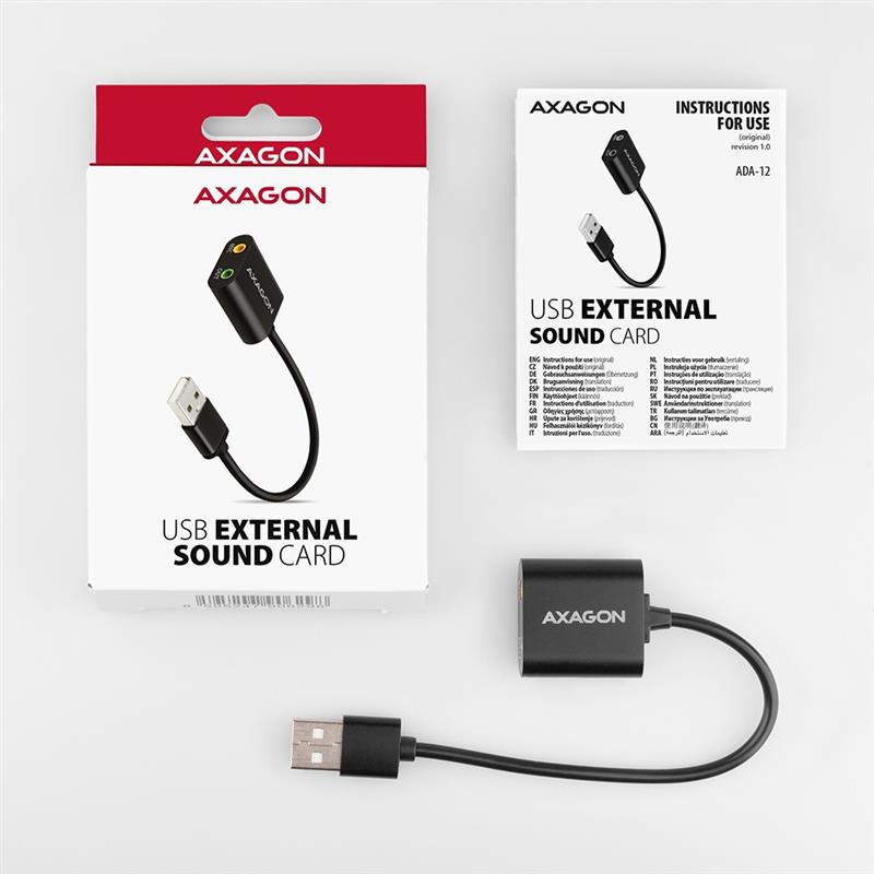 Axagon ADA-12 USB 2.0 Stereo Audio Mini-Adapter 15 cm Kabellänge - Kabel - Audio/Multimedia 2.0 kanalen