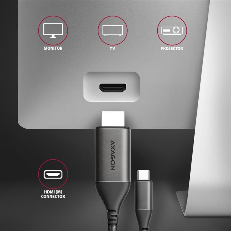 Axagon RVC-HI2MC video kabel adapter 1,8 m USB Type-C HDMI Zwart
