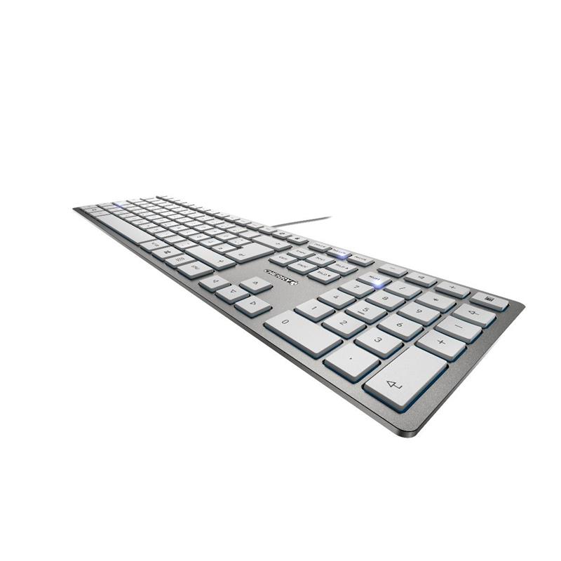 CHERRY KC 6000 Slim toetsenbord USB AZERTY Belgisch Zilver, Wit