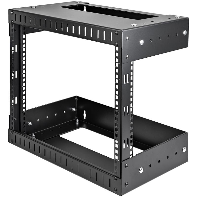 StarTech.com 8U 19"" Wandmonteerbaar Netwerk Rack, Verstelbare Diepte 30 tot 51cm, 2 Post Open Frame Rack voor Switch/Data/AV/IT/Communicatie Apparatu