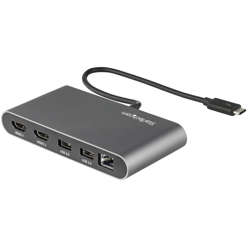 StarTech.com Thunderbolt 3 Dock Mini Dual Monitor TB3 Docking Station met HDMI 4K 60Hz 2x USB-A Hub (3.2/2.0) & GbE 28 cm kabel TB3 Laptop Multiport A