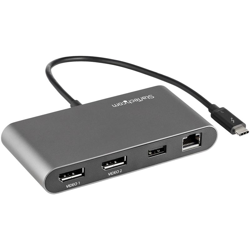 StarTech.com Thunderbolt 3 Dock Mini Dual Monitor TB3 Docking Station met DisplayPort 4K 60Hz Single 5K 1x USB-A (3.2) & GbE 28cm aansluitkabel Laptop