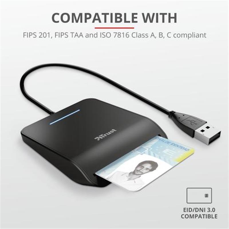 Trust Primo smart card reader Binnen CardBus+USB 2.0 Zwart