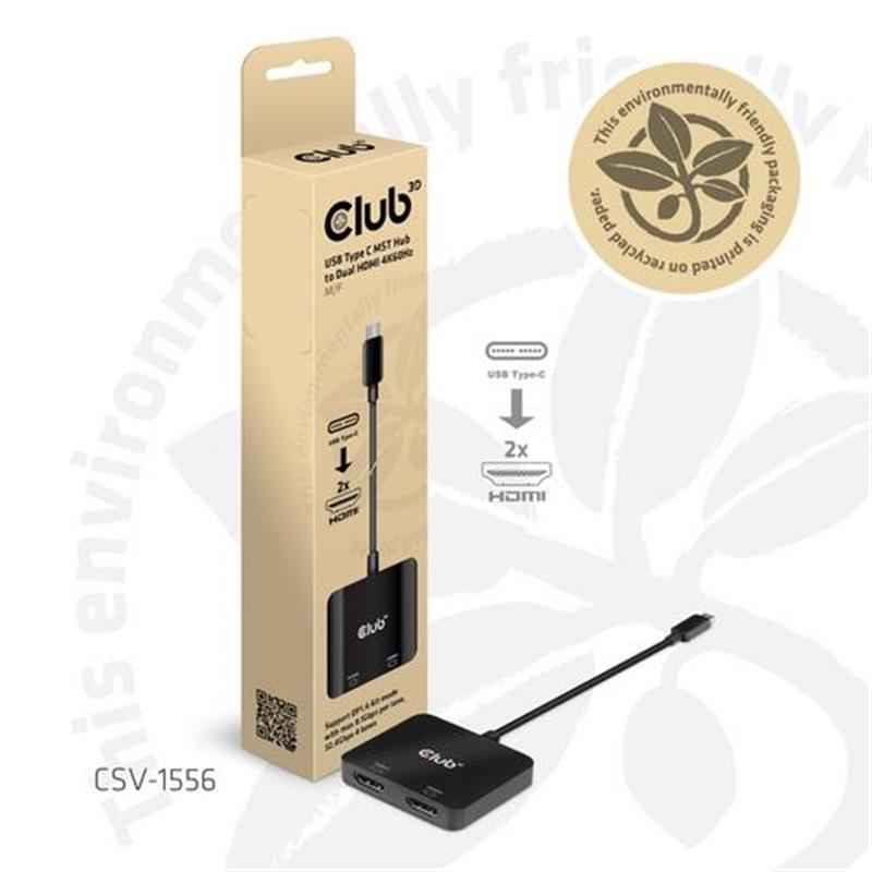 CLUB3D USB Type C MST Hub to Dual HDMI 4K60Hz M/F
