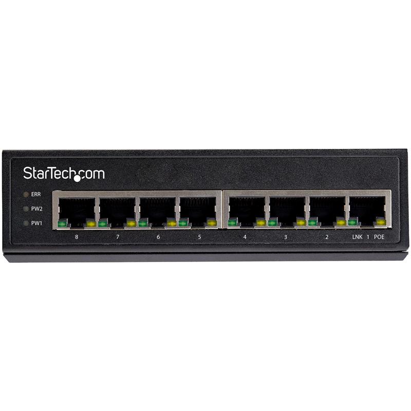 StarTech.com Industrial 8 Port Gigabit PoE Switch 30W Power Over Ethernet Switch GbE PoE+ Unmanaged Switch Rugged High Power Gigabit Netwerk Switch IP