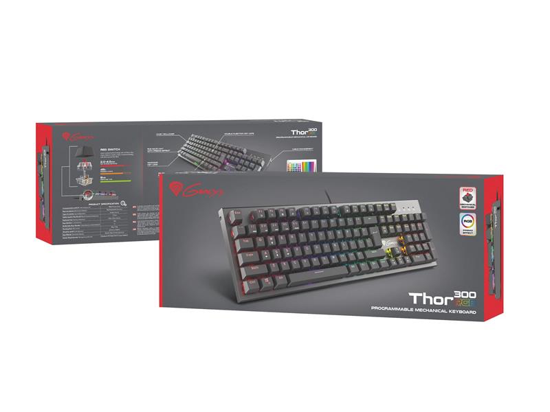 GENESIS Thor 300 RGB toetsenbord Gamen USB QWERTY Spaans Zwart
