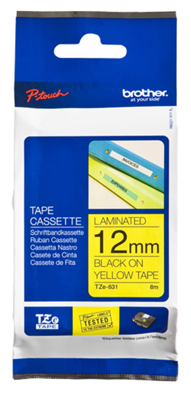 Brother TZE631 labelprinter-tape Zwart op geel TZe