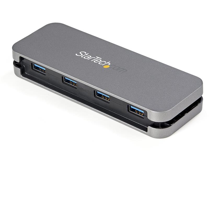 StarTech.com HB30AM4AB interface hub USB 3.2 Gen 1 (3.1 Gen 1) Type-A 5000 Mbit/s Zwart, Grijs