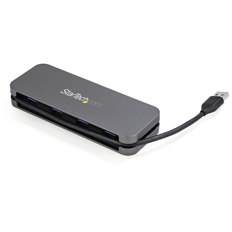 StarTech.com HB30AM4AB interface hub USB 3.2 Gen 1 (3.1 Gen 1) Type-A 5000 Mbit/s Zwart, Grijs