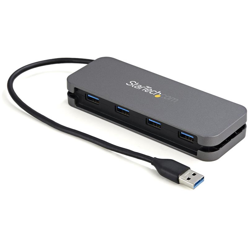 StarTech.com HB30AM4AB interface hub USB 3.2 Gen 1 (3.1 Gen 1) Type-A 5000 Mbit/s Zwart, Grijs