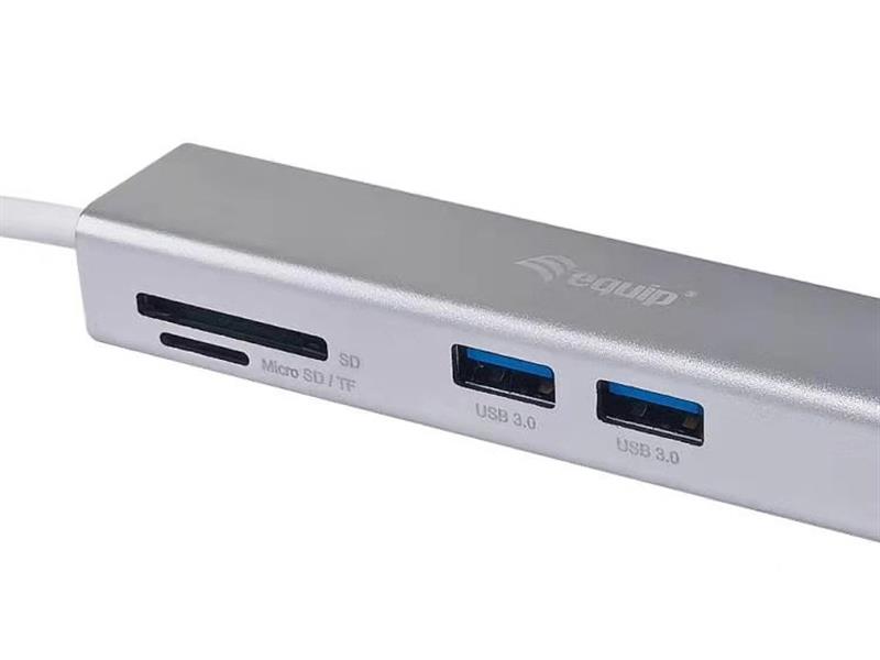 Equip 133480 interface hub USB 3.2 Gen 1 (3.1 Gen 1) Type-C 5000 Mbit/s Zilver