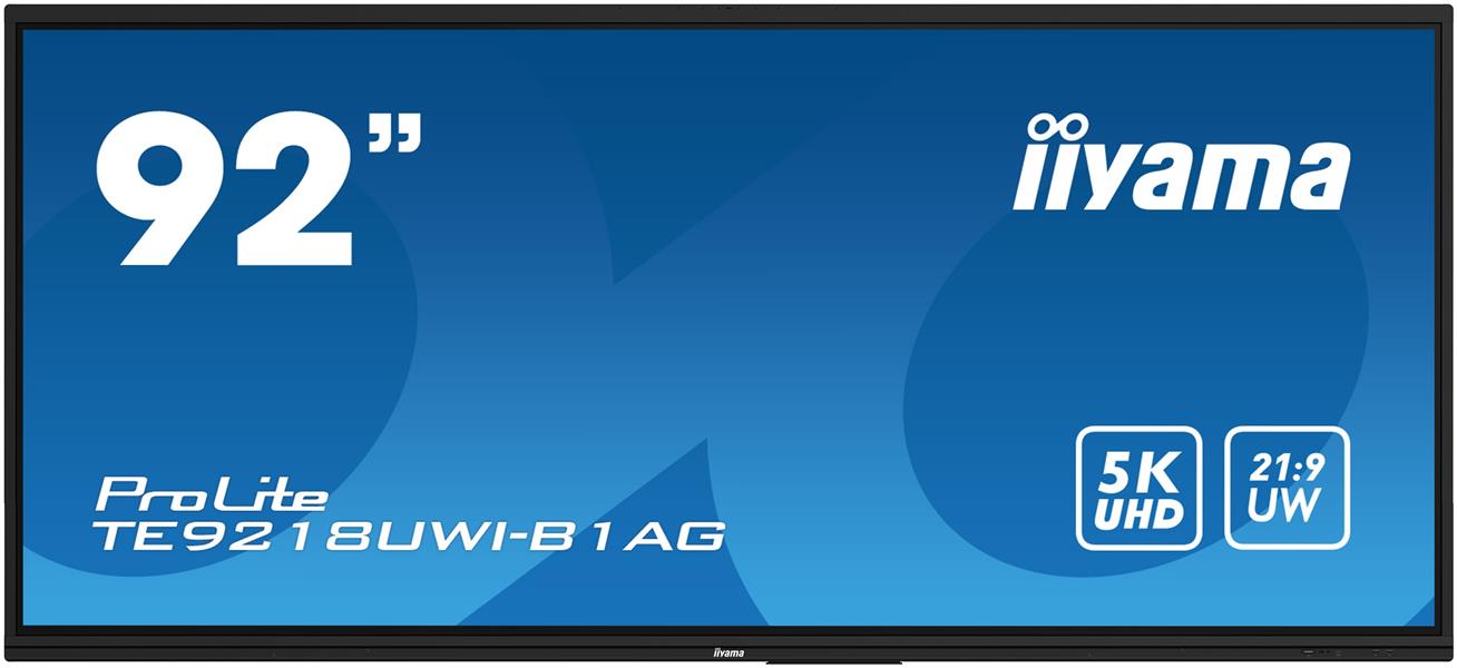 iiyama TE9218UWI-B1AG beeldkrant Digitale signage flatscreen 2,32 m (91.5"") LED Wifi 500 cd/m² 5K Ultra HD Zwart Touchscreen Type processor Android 1