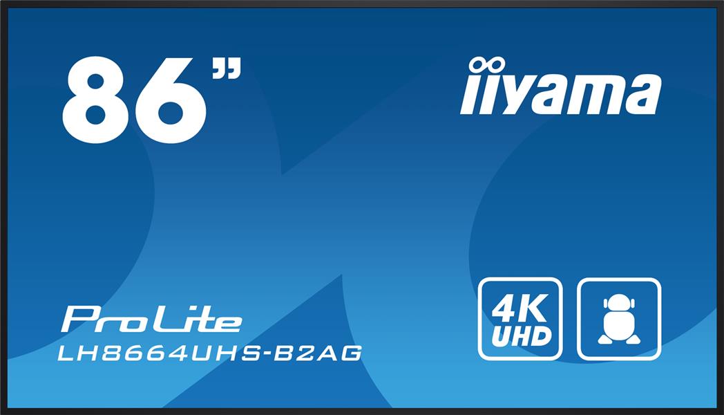 iiyama LH8664UHS-B2AG beeldkrant Digitale signage flatscreen 2,18 m (86"") Wifi 500 cd/m² 4K Ultra HD Zwart Type processor Android 24/7