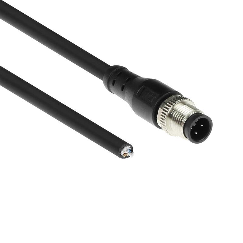 ACT Industrial 3,00 meter Sensor kabel M12A 4-polig male naar open end Superflex Xtreme TPE kabel, afgeschermd