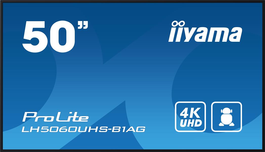 iiyama LH5060UHS-B1AG beeldkrant Digitaal A-kaart 125,7 cm (49.5"") LED Wifi 500 cd/m² 4K Ultra HD Zwart Type processor Android 11 24/7
