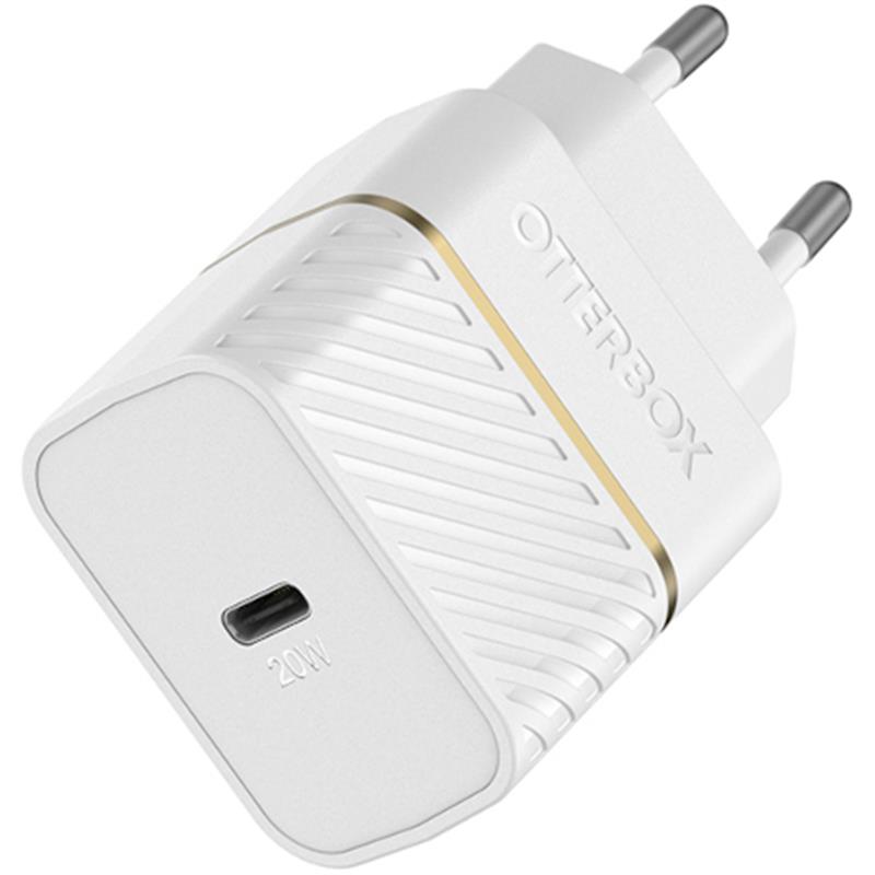 OtterBox EU Wall Charger 20W - 1X USB-C 20W USB-PD + USB C-Lightning Cable 1m, Cloud Dust White