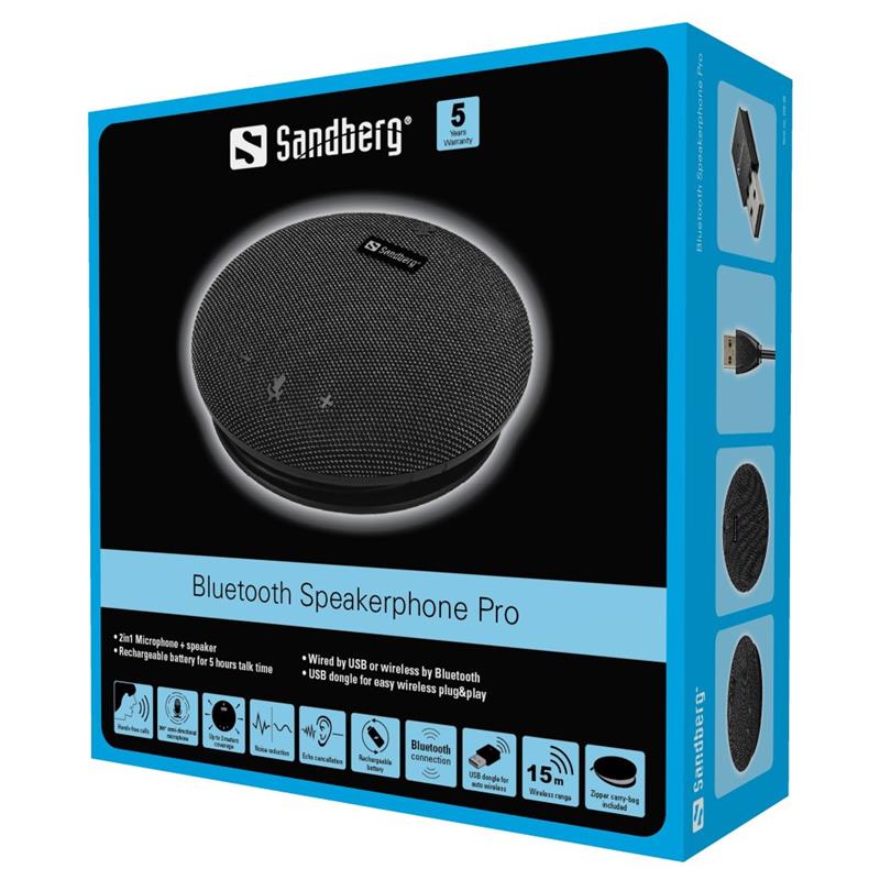 Sandberg Bluetooth Speakerphone Pro luidspreker telefoon Universeel Zwart