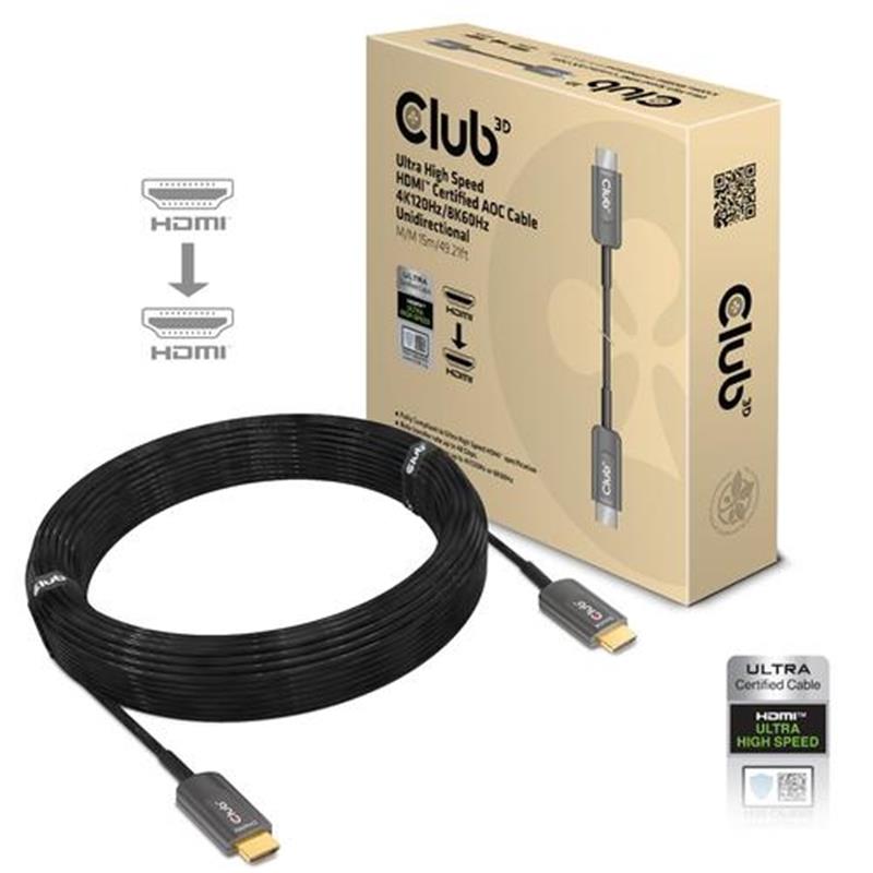 CLUB3D HDMI kabel 15 m HDMI Type A Standaard Zwart