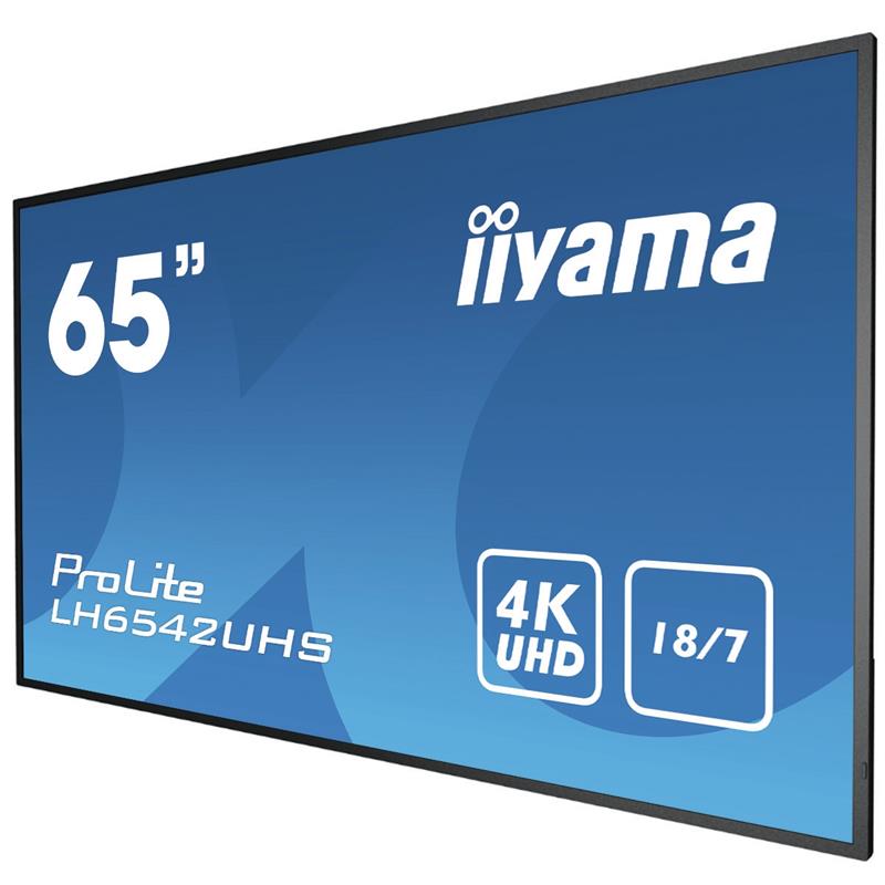 iiyama LH6542UHS-B3 beeldkrant Digitale signage flatscreen 163,8 cm (64.5"") IPS 500 cd/m² 4K Ultra HD Zwart Type processor Android 8.0 18/7