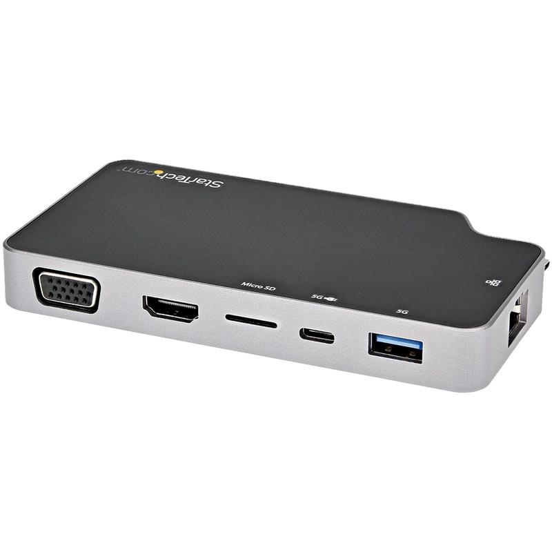 StarTech.com USB C Multiport Adapter, USB-C naar 4K HDMI of VGA Video met 100W Power Delivery Passthrough, 2 Port 10Gbps USB Hub, MicroSD, GbE, USB 3.