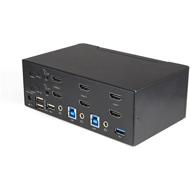 StarTech.com 2 Port Dual Monitor KVM HDMI Switch, 4K 60Hz Ultra HD HDR, Desktop Hub 4K HDMI 2.0 KVM Schakelaar met 2x USB 3.0 (5Gbps) & 4x USB 2.0 HID