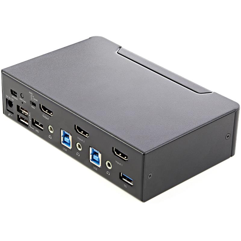 StarTech.com 2 Port Single Monitor KVM HDMI Switch, 4K 60Hz Ultra HD HDR, Desktop Hub 4K HDMI 2.0 KVM Schakelaar met 2x USB 3.0 (5Gbps) & 4x USB 2.0 H