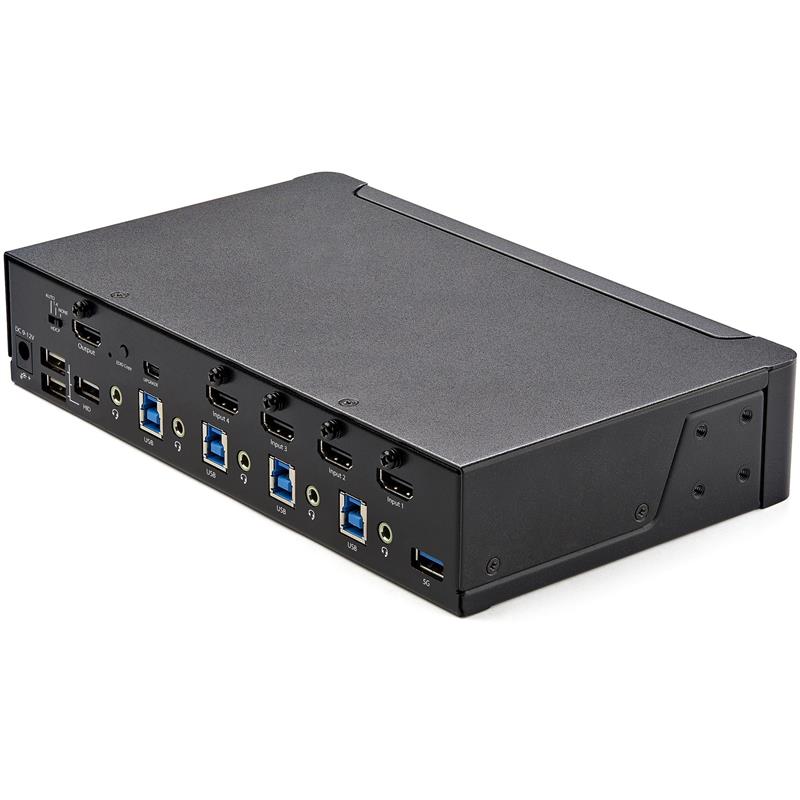 StarTech.com 4 Port Single Monitor KVM HDMI Switch, 4K 60Hz Ultra HD HDR, Desktop Hub 4K HDMI 2.0 KVM Schakelaar met 2x USB 3.0 (5Gbps) & 4x USB 2.0 H