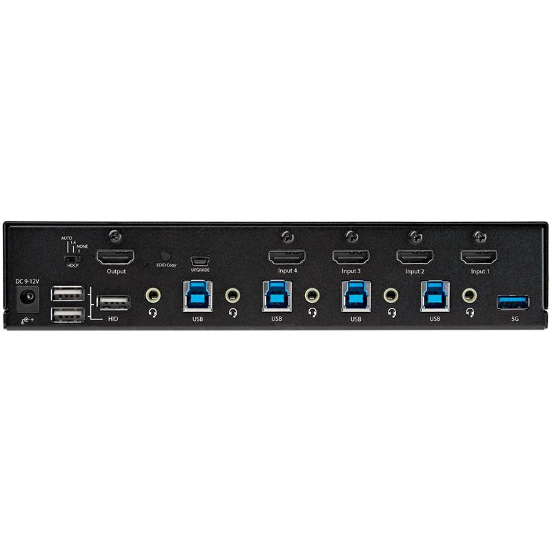 StarTech.com 4 Port Single Monitor KVM HDMI Switch, 4K 60Hz Ultra HD HDR, Desktop Hub 4K HDMI 2.0 KVM Schakelaar met 2x USB 3.0 (5Gbps) & 4x USB 2.0 H