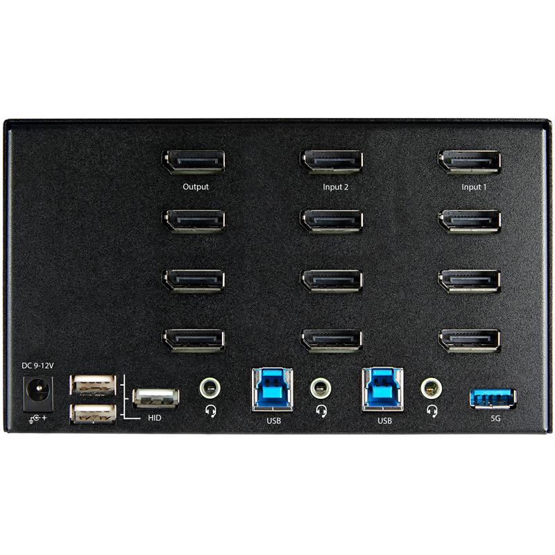 StarTech.com 2 Port Quad Monitor DisplayPort KVM Switch - 4K 60Hz UHD HDR - Desktop 4K DP 1.2 KVM met 2 Port USB 3.0 Hub (5Gbps) & 4x USB 2.0 HID Port