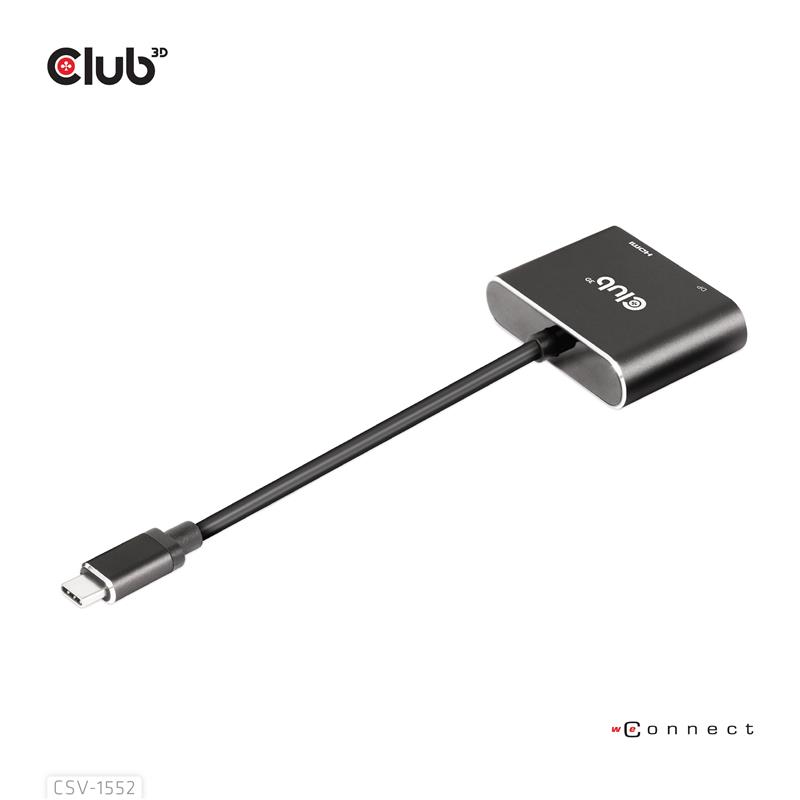 CLUB3D MST hub USB3.2 Gen2 Type-C(DP Alt-Mode) to DisplayPort + HDMI 4K60Hz M/V