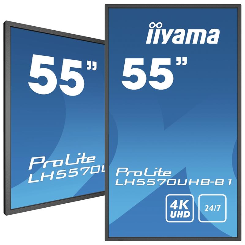 iiyama LH5570UHB-B1 beeldkrant Digitale signage flatscreen 138,7 cm (54.6"") VA 700 cd/m² 4K Ultra HD Zwart Type processor Android 9.0 24/7