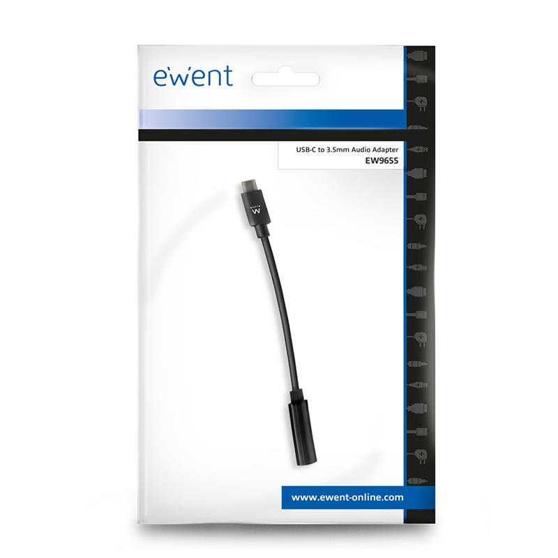 Ewent EW9655 tussenstuk voor kabels 3.5mm USB Type-C Zwart