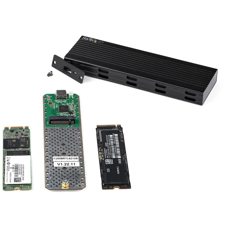 StarTech.com USB-C 10Gbps naar M.2 NVMe of M.2 SATA SSD Behuizing - Externe M.2 PCIe/SATA NGFF SSD Aluminum Behuizing - Incl. USB Type-C & USB-A Kabel