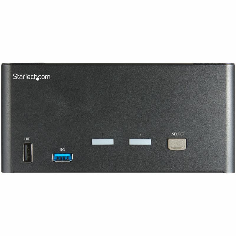 StarTech.com 2 Port Triple Monitor KVM HDMI Switch, 4K 60Hz Ultra HD HDR, Desktop Hub 4K HDMI 2.0 KVM Schakelaar met 2x USB 3.0 (5Gbps) & 4x USB 2.0 H