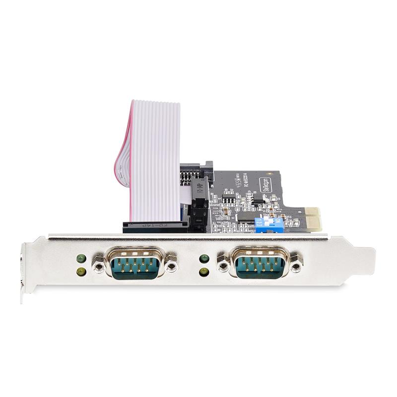 StarTech.com 2-Port PCIe Seriële Adapter Kaart, Quad PCI Express naar RS232/RS422/RS485 (DB9) Serial Kaart, Incl. Low-Profile Beugel, 16C1050 UART, Wi