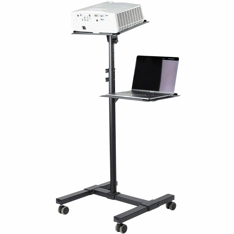 StarTech.com Beamertafel - Stevige Verrijdbare Laptop en Projectietafel (2x 10kg/schap) - Presentatiewagen/Computer Trolley/AV Projector Stand - In Ho