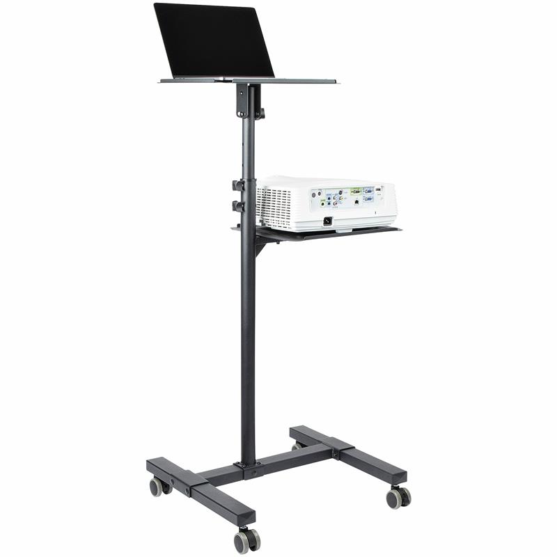 StarTech.com Beamertafel - Stevige Verrijdbare Laptop en Projectietafel (2x 10kg/schap) - Presentatiewagen/Computer Trolley/AV Projector Stand - In Ho