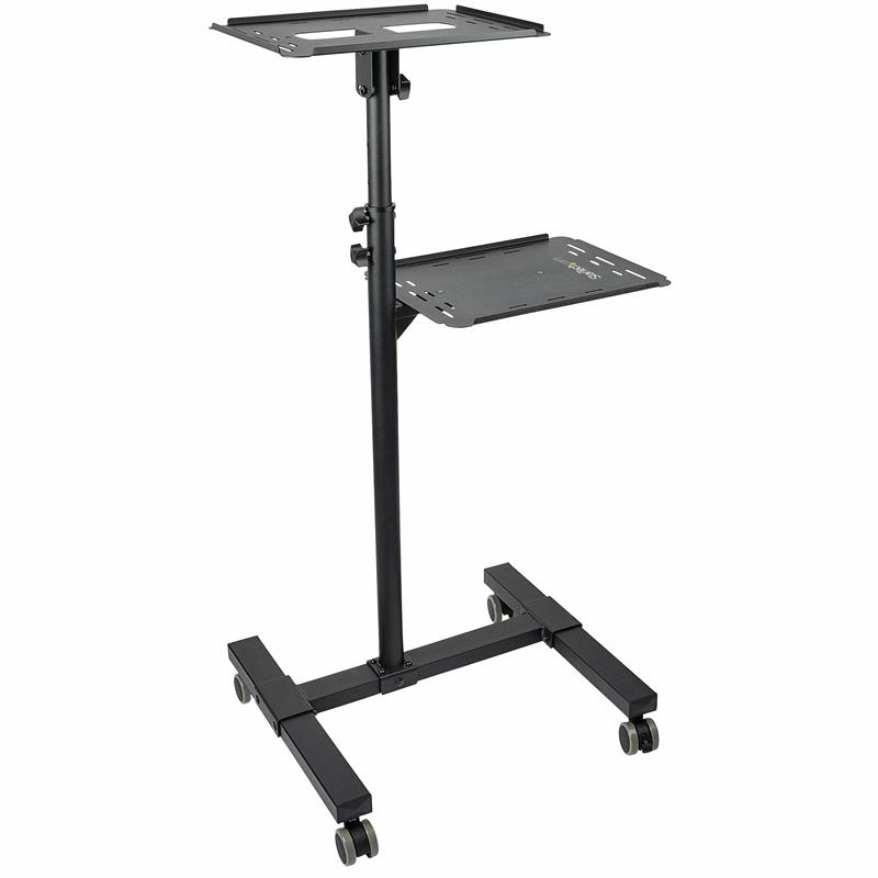 StarTech.com Beamertafel - Stevige Verrijdbare Laptop en Projectietafel (2x 10kg/schap) - Presentatiewagen/Computer Trolley/AV Projector Stand - In Ho