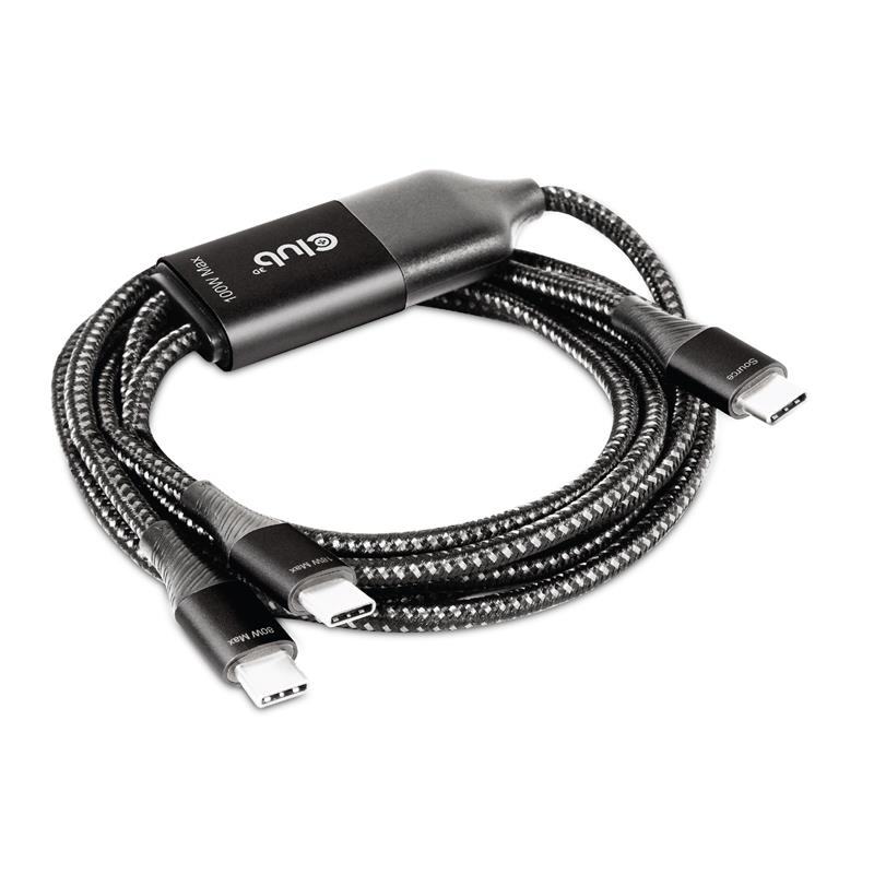 CLUB3D USB Type-C, Y charging cable to 2x USB Type-C max. 100W, 1.83m/6ft M/M