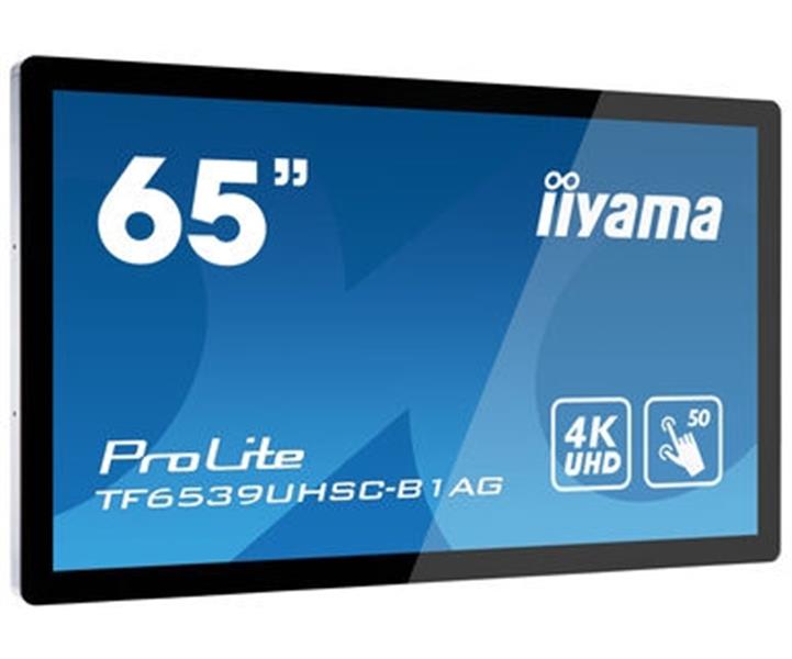 iiyama TF6539UHSC-B1AG interactive whiteboards & accessories 165,1 cm (65"") 3840 x 2160 Pixels Touchscreen Zwart USB