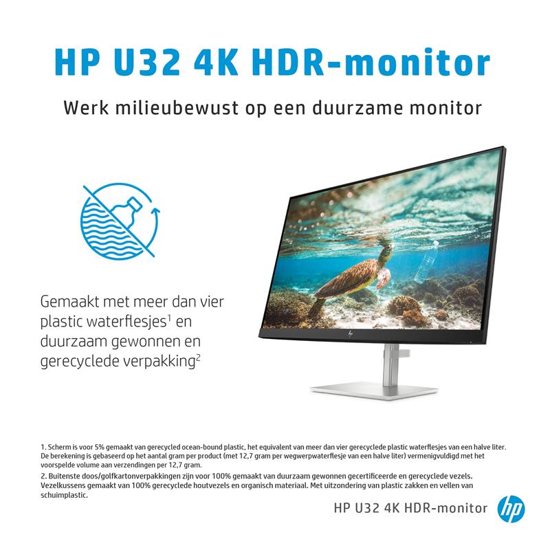 HP U32 4K HDR 80 cm (31.5"") 3840 x 2160 Pixels 4K Ultra HD Zilver