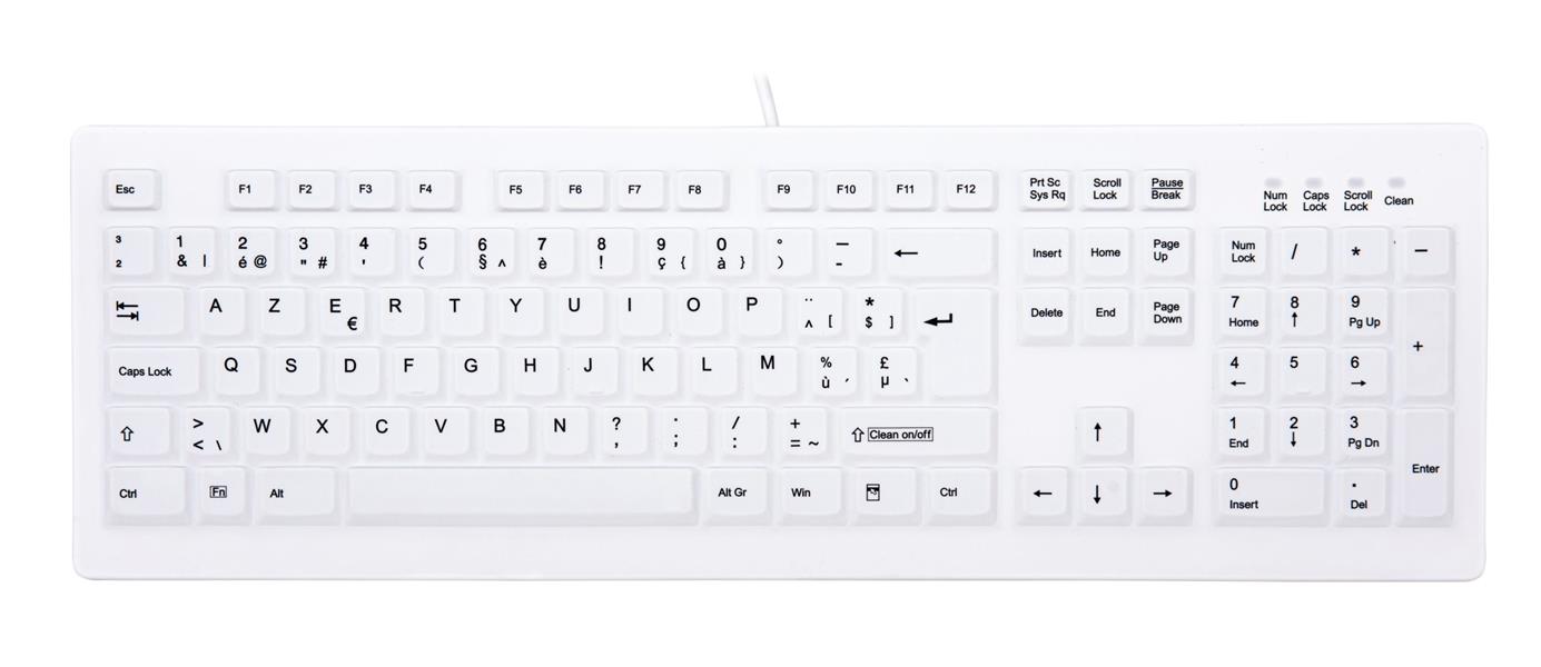Hygiene Desktop Keyboard Sealed - Corded - AZERTY - White